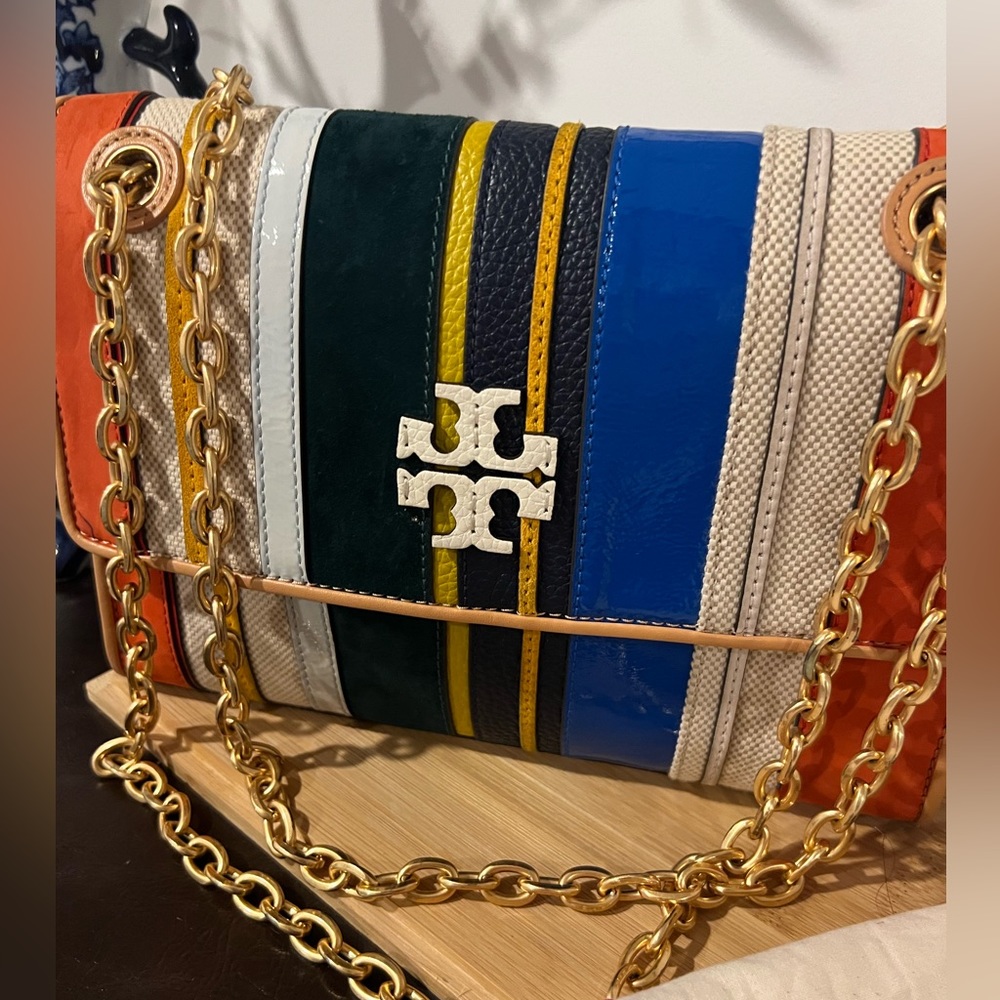 Tory Burch Multicolor Striped Chain Shoulder Bag